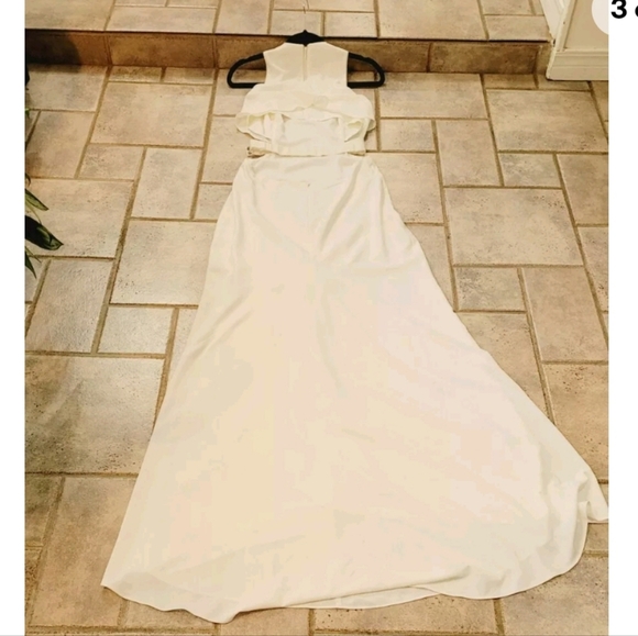 New Halston Heritage Dress Sleevless Cutout Crepe Ivory Gown Sz 2 - Picture 10 of 11
